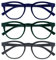 OPULIZE Blu Reading Glasses with Blue Light Blocking 3 Pack Cool Round Frame Spring Hinges Improve Sleep Computer Gaming Anti-Reflective Blue Green Grey Mens Womens BBB5-367 +1.00
