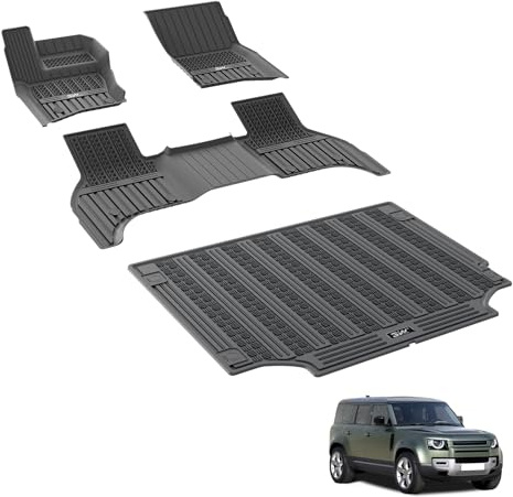 3W für LR Defender 110 5 Sitze L663 2020-2026 Fußmatten & Kofferraumwanne | Nicht für Land Rover MHEV & PHEV, TPE Thorex™ Allwetter, 3D Maßgeschneiderte Passform, Hundefreundlich Auto Zubehör