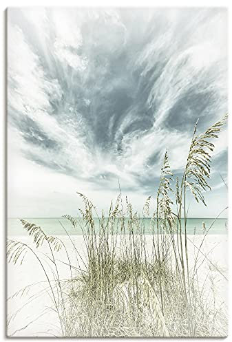 ARTLAND Wanddeko Leinwand Bilder Wandbild 40x60 cm Strandbild Meer Gräser Himmel Strand Sommer U2FZ