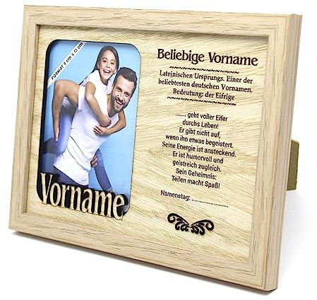 power gift PERSONALISIERTER Bilderrahmen. Fotorahmen mit Namensbedeutung. TEXT ZUM SELBSTGESTALLTEN. Stehend oder hängend. Gute Verarbeitung. Passendes und originelles Geschenk für jeden Anlass.