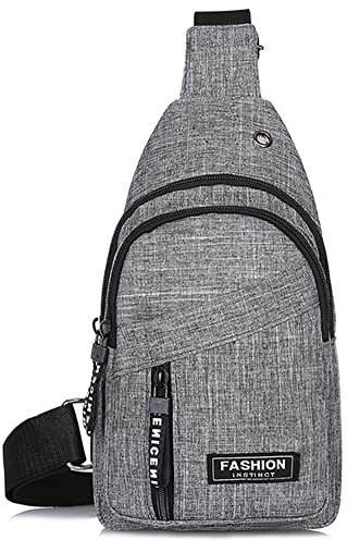 NEUSOP Sling Bag Brusttasche Umhängetaschen Leichte Sling Rucksack Herren Damen Schultertasche,Crossbody Bag Backpack Sporttasche Jungen, Sports Daypack für Arbeit Reisen Wandern Grau