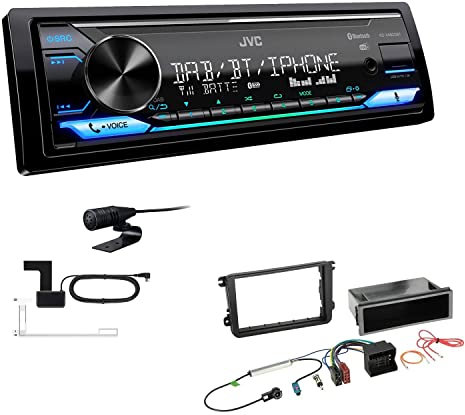 JVC KD-X482DBT 1-DIN Autoradio Media Receiver Digitalradio DAB+ Bluetooth Amazon Alexa USB Einbauset passend für Volkswagen VW Caddy III ab 2003 schwarz