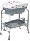GOPLUS 4 en 1 Cambiador con Bañera, Cambiador de Pañales Plegable y Portátil con Bandeja de Almacenamiento y 4 Ruedas Universales con Frenos, para Bebés de 0-12 Meses, Carga hasta 35 kg (Gris)
