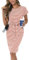 DEARCASE Femmes Robe Décontractée Élégante Robe Rayée Col rond Robe Jupe au Genou d'Été Bureau Casual Robe, Rose à rayures, XXL