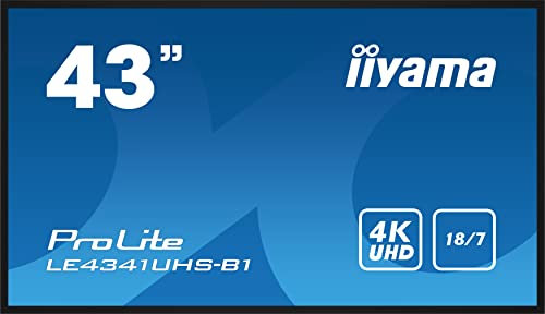 iiyama Prolite LE4341UHS-B1 108cm 42,5 Digital Signage Display IPS LED Panel 4K UHD VGA HDMI USB2.0 RS-232c RJ45 Mediaplayer 18/7 schwarz