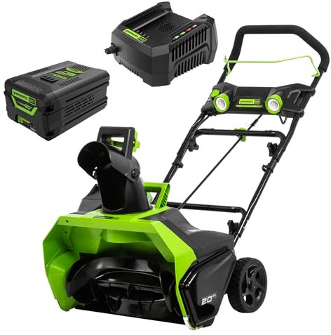 Greenworks 60V 20 Brushless Cordless Snow Blower (Single-Stage), 5.0 Ah Battery and Charger Included