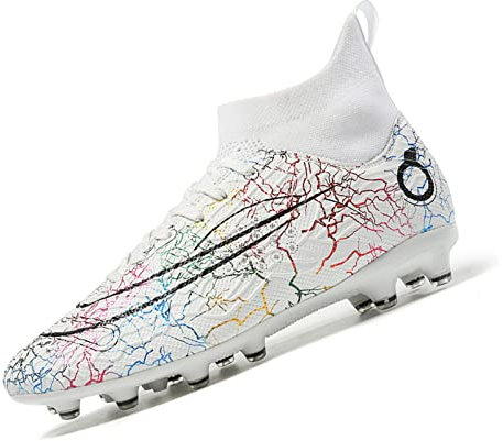 Roniluu Fussballschuhe Herren,Fussballschuhe Kinder Jungen Mädchen,Professionell Fußballschuhe Unisex,Weiß,37EU