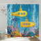 Hnmdmyi Duschvorhang Kinder 180x200, Cartoon Gelbes U-Boot Marine Unterwasser Ozean Fisch Meer Korallenriff Bunte Badewanne Vorhang Wasserdicht Polyester Stoff Waschbar Badevorhang mit Haken