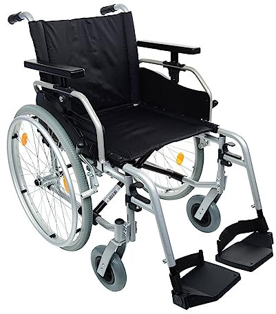 Leichtgewicht Rollstuhl Primus ML 2.0 - faltbarer Transportrollstuhl - Basic-Rollstuhl mit Steckachsensystem und Komfortarmlehne - Sitzbreite 43 cm