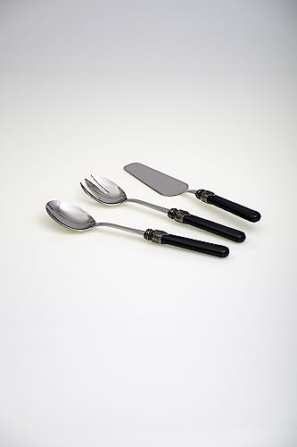 Rivadossi Sandro 1603S11 Set di Posate per Servire, 3 Pezzi-Classic-100% Made in Italy, Artigianalità e Design, Acciaio Inox 18/10, Nero