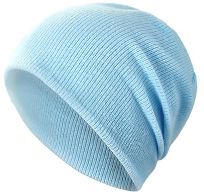 TAGVO Beanie Mütze für Herren und Damen Wintermütze Warm Leicht Baumwolle Elastisch Jersey Beanie, Long Beanie für Laufen Skifahren Radfahren Snowboarden Klettern Outdoor Blau