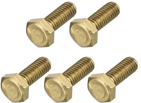METALLIXITY Hex Head Screw Bolt (M6-1x16mm) 5Pcs, Brass Fully Threaded Solid Brass Hex Bolts Machine Screws - for Machinery Repair