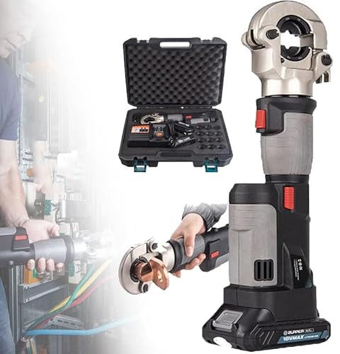 Hydraulische Crimpzange für Kabelschuhe – Batteriebetriebene elektrische hydraulische Crimpzange Bereich 16 mm² bis 300 mm², Drahtklemmen-Werkzeug mit 11 Paar Schneideisen