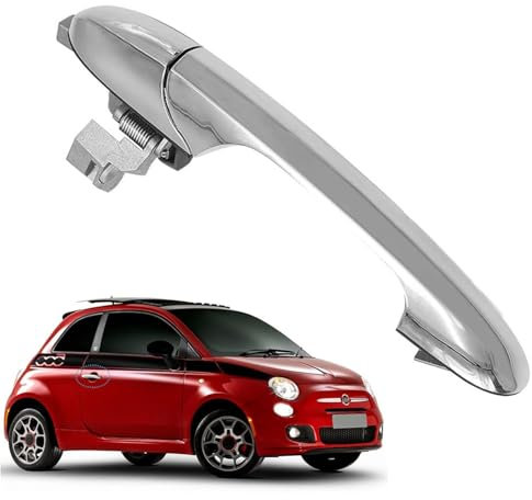 Norhogo Right Handle, Driver Side Outer Chrome Exterior Door Handle Fit Fiat 500 Chrome Outer Door Handle Offside Right Drivers Side 735485872, 735592012 (Right Drivers Side)