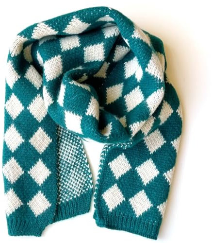 yeeplant Unisex Klassischer karierter Strickschal für Kinder – atmungsaktiv, verstellbar, dick und lässig, Winterwärmer, Kleinkindschal, Grün239, One size