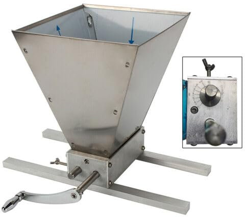 Manuelle Getreidemühle Malzmühle, 4L Barley Mais Schrotmühle, Barley Mais Schrotmühle, Manuelle Edelstahl Grainmühle, Malt Mill Crusher Silber