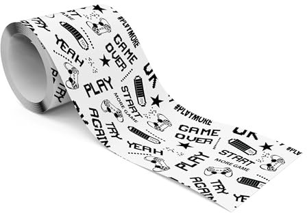Muralo - Selbstklebende Bordüre - Tapetenbordüre Wandbördure - Dekorative Wandtatto für Wände, Möbel, Decken, Tapeten, Wandverkleidungen, Türen - Gamepad - Br.10cm x Hö.300cm
