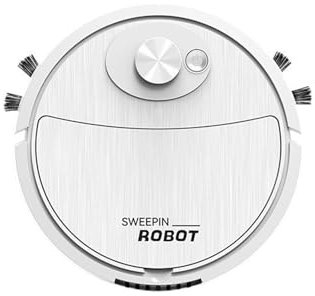 Robot aspirapolvere, robot aspirapolvere automatico, ultra sottile, silenzioso, pulisce pavimenti duri fino a tappeti a pelo medio, memoria integrale, diverse modalità di pulizia, 2 mandrie (bianco,