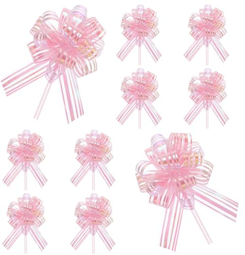 10 fiocchi da tirare, fiocchi da 4 pollici per confezioni regalo Fiocchi rosa per confezioni regalo Fiocchi grandi per confezioni regalo Nastro nuziale per confezioni regalo, decorazioni nuziali