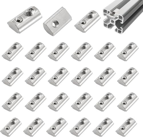 alwaiiz 50 Stück Nutensteine mit kugel Nut 6, 20-Serie M3 Kohlenstoffstahl Gleitmutter, T Nutsteine Schrauben Set mit Zentrierung Steg für Aluminiumprofil-Extrusionsschlitz (2020 M3)