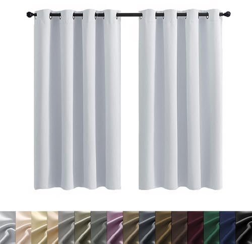 WUXXIANG Rideau Occultant 170 x 140 cm Isolant Phonique et Thermique, Rideaux Occultants Thermique à Oeillets, avec Cravates, pour Maison Salon, Blanc