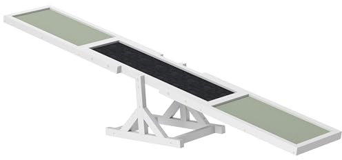 PawHut Wooden Pet Seesaw for Big Dogs, Agility Training Equipment for Dogs with Anti-Slip surface, 180 x 30 x 30cm - White