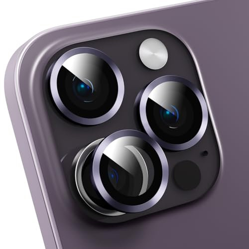 GANGANPRO Pellicola Protettiva per Obiettivo Fotocamera Compatibile con iPhone 15 Pro/iPhone 15 Pro Max,Resistente Graffi,HD Trasparente Obiettivo Vetro Temperato Protettiva Cover - Viola Scuro