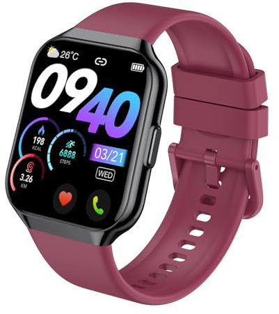 QCOQ Smartwatch Uomo Donna, Smartwatch Sportivo, SmartWatch (Rosso-Nero)