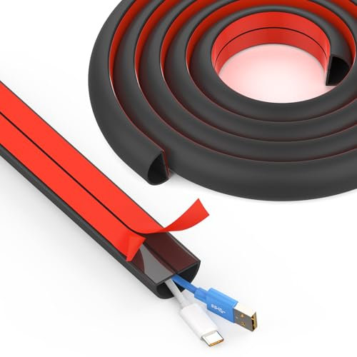 UOMTFAI Wall Cord Hider 78 Zoll - Selbstklebende Drahtabdeckung Raceway für Wände, Flexibler PVC-Kabel-Concealer für Zuhause und Büro, W0.59 H0.99.1 cm - Schwarz