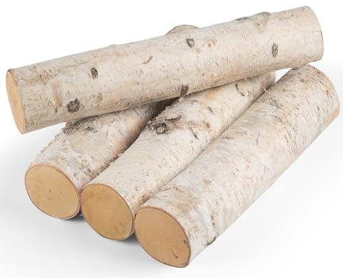 Große Birkenholzscheite, 4 Stück, 8,1 cm - 10,2 cm, Holz für Feuerstelle, Kamin, Dekoration, Basteln, Heimdekoration