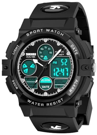 errcom Kinderuhr Jungen Mädchen Digitaluhren, Kinder Sport 5 ATM wasserdicht Digital Uhren mit Alarm/Timer/EL Licht, Blau Kinderuhren Outdoor Armbanduhr für Jugendliche Jungen Mädchen