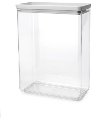 Brabantia TASTY+ Stapelbarer Behälter | XXL Luftdichte Vorratsdose mit Silikondichtung für die Küche | Gefäß für trockene und feuchte Lebensmittel, Zucker, Mehl | 35,4 l Fassungsvermögen | Light Grey