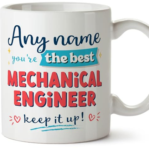 MUGFFINS Tazas Personalizadas para INGENIERO MECÁNICO hombre - En Inglés - Keep it up! - 11 oz / 330 ml - Regalo Personalizable original y divertido