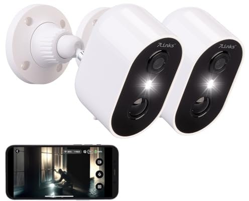7links Überwachungskamera Akku: 2er-Set Akku-Outdoor-IP-Überwachungskameras, 2K, 3 MP, WLAN, App, PIR (Outdoor IP, WLAN, Überwachungssystem Funk)