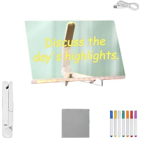 Hazomeu Tablette Lumineuse Dessin Enfant avec 7 Stylos Néons et Support Réglable Tablette Dessin Essuyable Tableau a Dessin LED,30x20cm
