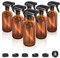 jxgzyy Amber Empty Glass Spray Bottles 6 Pack (500ml/16oz) Refillable Container for Essential Oils,Cleaning Mist Water Spray Bottle Adjustable Trigger Sprayer with Spray Stream Settings