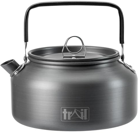 Trail Camping Kettle, 1.2L | Hard Anodised Aluminium, Folding Heat-Resistant Handle, Suitable for Camping Stoves, Lightweight 220g Design, Bag Included