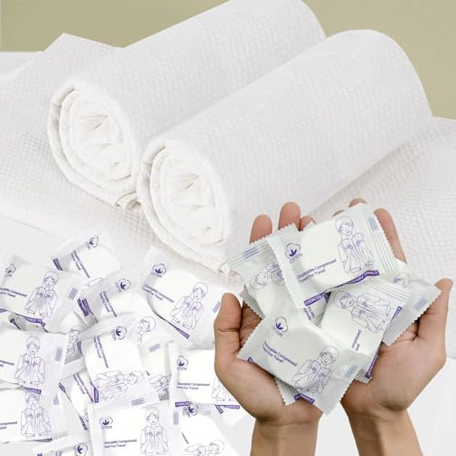 Lot de 16 serviettes compressées jetables extra larges de 58,4 x 30,5 cm pour le camping, la randonnée, la gym, le visage et le corps, légères, portables et réutilisables