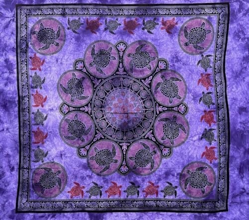 Seamar Copritutto Grande Tartarughe 80% Cotone 20% Poliestere 210x230cm Copridivano Telo Mare Maxi Arazzo Decorativo (Viola)
