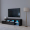 Komtopod Black TV Stand Cabinet with LED Lights, High Gloss TV Unit with 3 Drawers, 2 Open Shelves and 1 Glass Shelf, LED TV Stand Entertainment Center Unit for Living Room, Dining Room, Bedroom