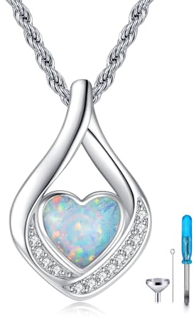 ONEFINITY Opal Urnenkette Für Asche 925 Sterling Silber Teardrop Einäscherungs Schmuck Für Asche Gedenkschmuck Geschenk Für Damen