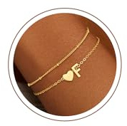 Sloong Weihnachtsgeschenke für Kinder Mädchen - Herz Armband mit Buchstaben | Vergoldet/Versilbert Armband Damen Hypoallergen Armbänder Geburtstagsgeschenk Geschenke für Frauen Mädchen Kinder Schmuck