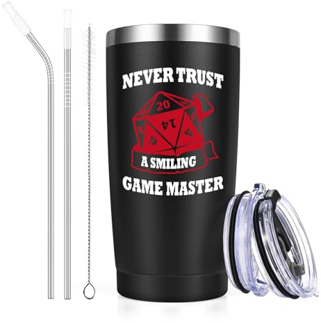 Livole Weihnachtsgeschenke für Männer, Gamer, Zocker, Brettspiel-Liebhaber, Brettspiel Brettspieler Tasse, Never Trust A Smiling Game Master, Gamer Geschenk Lustig, 600ml Kaffeebecher to go Thermo
