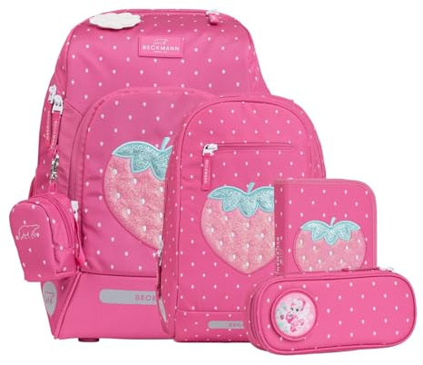 Beckmann Schulranzen Active Air FLX Schoolbag Set 6-teilig 20-25L Strawberry purpur