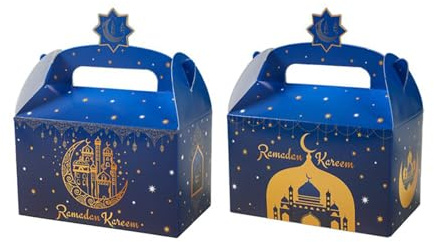 Bubaxuce 12er-Pack Ramadan Süßigkeitenboxen, Eid Geschenktüten in Blau – Schokoladen-Verpackungsboxen für Festlichkeiten (Blau)