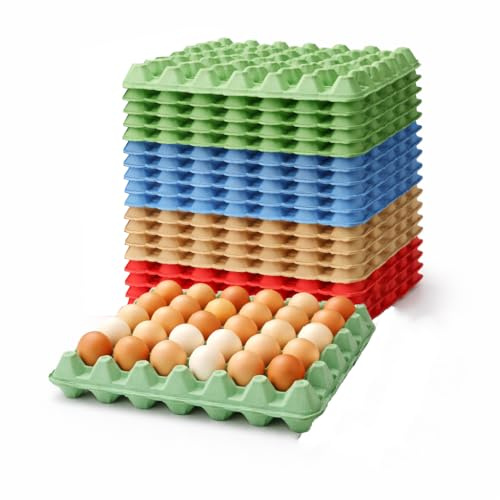 Thymera Egg Trays Holds 30 eggs - Cardboard Biodegradable boxes - Reusable Egg Tray Boxes (10, Red)