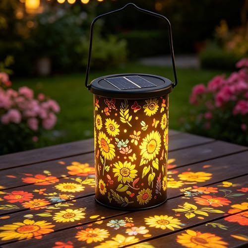 Sunflower Glow Solar, Solarlampen für Außen, Balkon Deko | Solarlaterne für Außen Stehend, Wasserdicht & Automatisch Aufleuchten, Bunte Solar Gartenlaterne für Balkon, Patio, Veranda