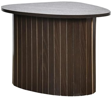 OHS Side Table Living Room, Small Coffee Table with Madison Ribbed Wood Frame Decorative Nightstand End Tables Bedside Tables for Bedroom Home Office, Dark Brown Wood