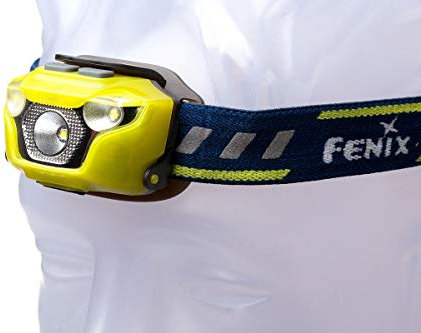 Fenix HL26R - Rechargeable Trail Running Headlamp 450 Lumen - Gelb - Stirnlampe - Blaugelbes Band - Micro-USB - 86g Gramm - Wasserdicht - Akku hält 1,5h bei voller Leuchtleistung durch