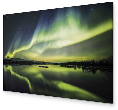 murando - Wandbilder XXL Polarlicht 120x80 cm - Vlies Leinwandbild 1 Teilig Kunstdruck modern Wandbilder XXL Wanddekoration Design Wand Bild - Nordlicht Island Nacht c-B-0290-b-c